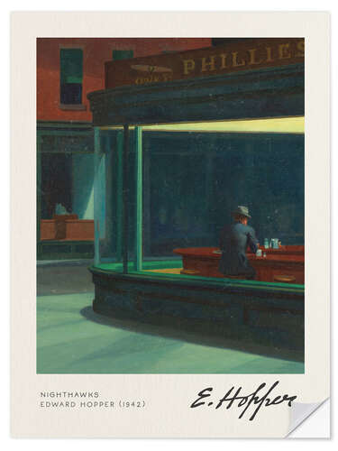 Selvklebende plakat Nighthawks (detalj)