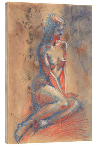 Wood print Female nude