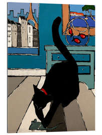 Galleritryck Black cat and his mechanical mouse in Paris