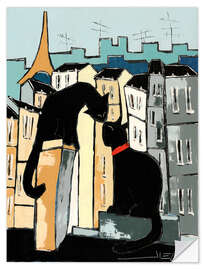 Wall sticker Black cats on Parisian rooftops