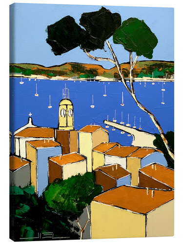 Canvas-taulu View of Sainte-Maxime, from the rooftops of Saint-Tropez