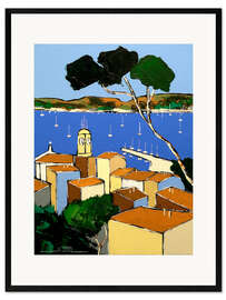 Stampa artistica con cornice View of Sainte-Maxime, from the rooftops of Saint-Tropez