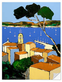 Muursticker View of Sainte-Maxime, from the rooftops of Saint-Tropez