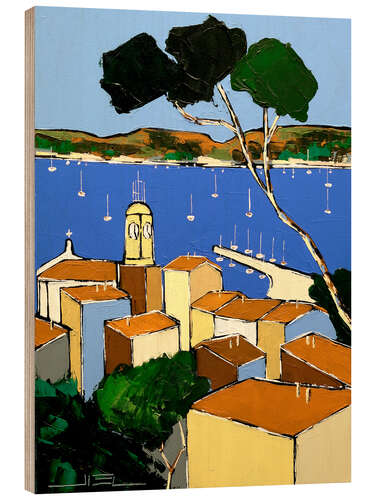 Holzbild Blick auf Sainte-Maxime, von den Dächern von Saint-Tropez