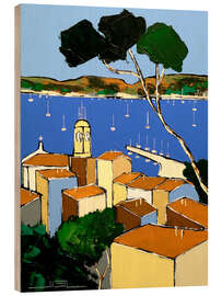 Wood print View of Sainte-Maxime, from the rooftops of Saint-Tropez