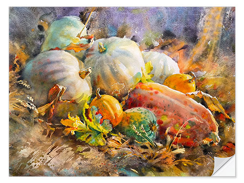 Sticker mural Pumpkins still life