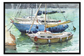 Gerahmter Kunstdruck Yachten in der Nähe des Piers