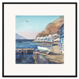 Gerahmter Kunstdruck Boot am Ufer