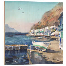 Holzbild Boot am Ufer - Samira Yanushkova