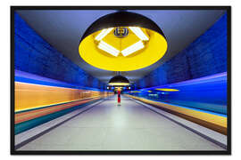 Gerahmter Kunstdruck U-Bahn Station in München - Westend