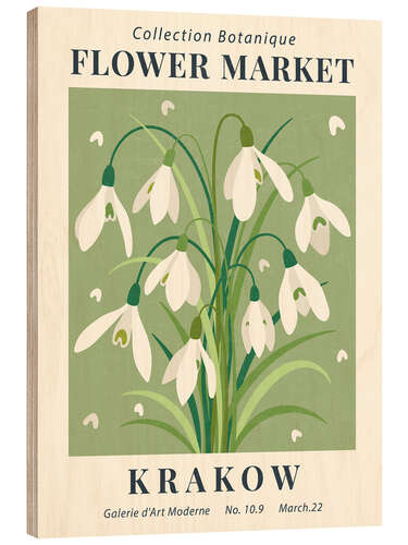 Hout print Flower Market Krakow Snowdrop