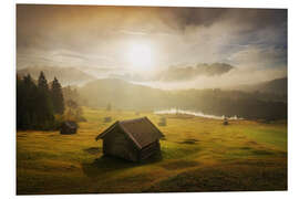 Foam board print Beautiful sunrise in the Alps