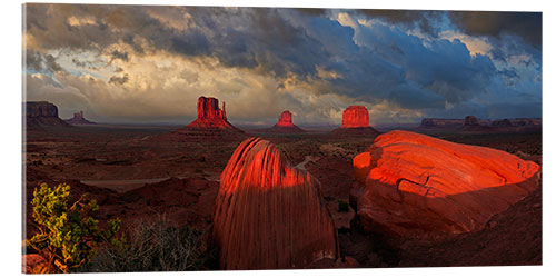 Acrylglasbild Leuchtendes Monument Valley