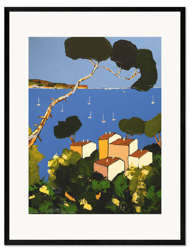 Impresión de arte enmarcada View of the Grande Bleue from the rooftops of Cap d'Antibes