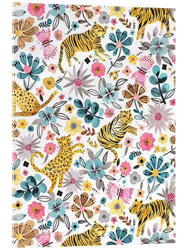 Akryylilasitaulu Spring Tigers Flowers Pink Blue