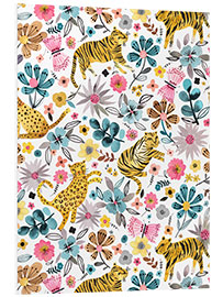 Foam board print Spring Tigers Flowers Pink Blue