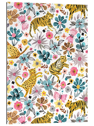 Gallery print Spring Tigers Flowers Pink Blue