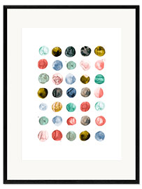 Framed art print Circles Coral Green