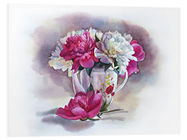 Foam board print Pink Peonies in the teapot