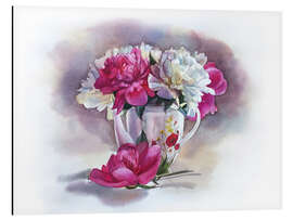 Magnettafel Rosa Pfingstrosen in der Teekanne