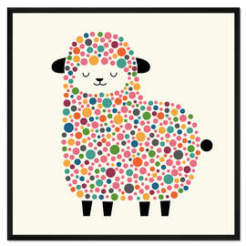 Gerahmter Kunstdruck Schaf mit Punkten