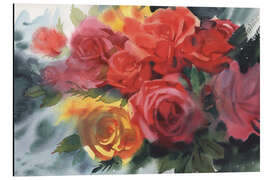 Aluminium print Beautiful bouquet of bright roses