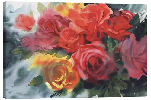 Canvas print Beautiful bouquet of bright roses