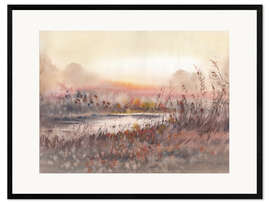Framed art print Landscape with sunset