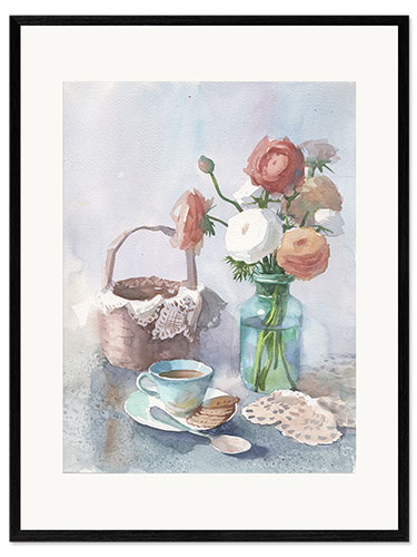 Impressão artística com moldura Still life with flowers