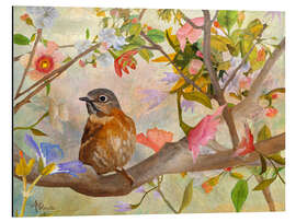 Magnettafel Drossel auf einem blühenden Zweig