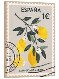 Wood print Spain postal stamp