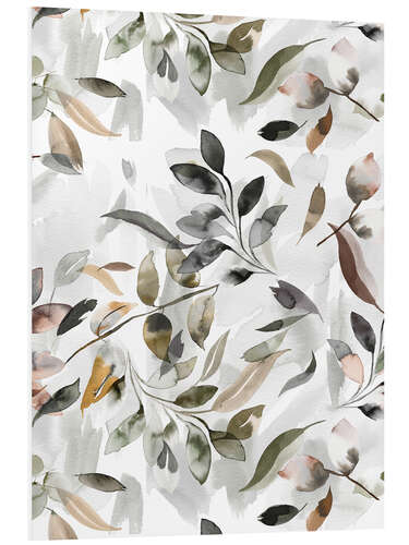 Foam board print Botanical Leaves, Neutral Gray