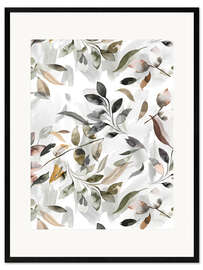 Framed art print Botanical Leaves, Neutral Gray