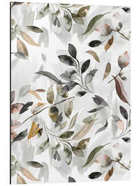 Magnettafel Botanische Blätter, neutrales Grau