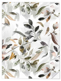 Sisustustarra Botanical Leaves, Neutral Gray