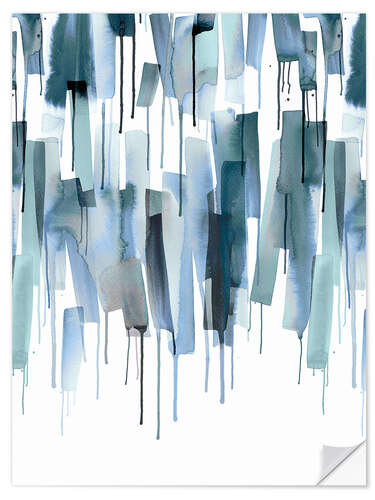 Wall sticker Watery Scandinavian brushstrokes in blue