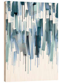 Tableau en bois Watery Scandinavian brushstrokes in blue