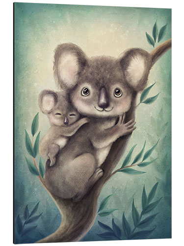 Cuadro de aluminio Cute koala mother with little baby