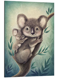 Aluminium print Cute koala mother with little baby