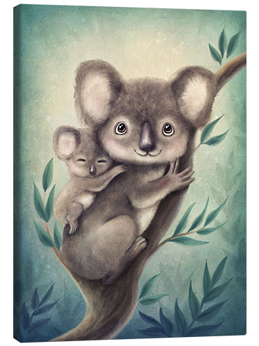 Canvas print Cute koala mother with little baby