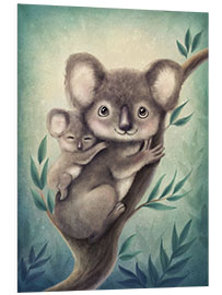 Foam board print Cute koala mother with little baby