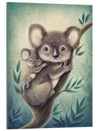 Quadro em plexi-alumínio Cute koala mother with little baby