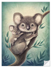 Wall sticker Cute koala mother with little baby