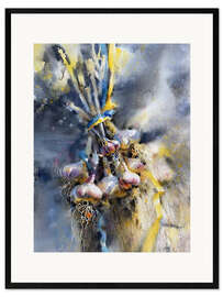Framed art print Garlic with ribbon
