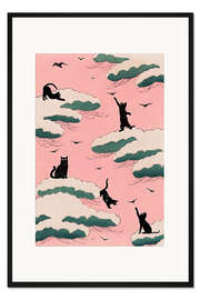 Gerahmter Kunstdruck Rosa Himmelskatzen