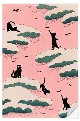 Naklejka na ścianę Pink Sky Cats