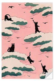 Wall sticker Pink Sky Cats