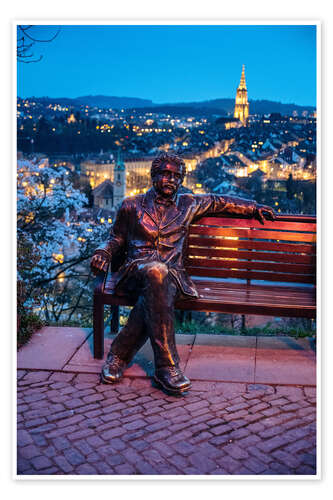 Plakat Albert Einstein statue in Bern rose garden