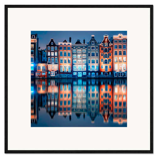 Ingelijste kunstdruk Colorful Damrak