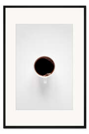 Gerahmter Kunstdruck Schwarzer Kaffee liebt weißen Minimalismus